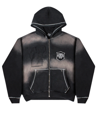 Black On Black Faded Zip - Hoodie