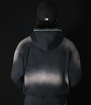 Black On Black Faded Zip - Hoodie